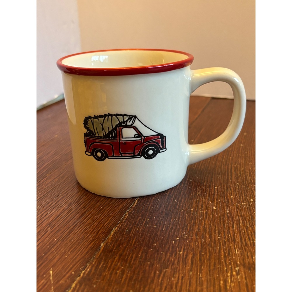 Winter Wonder Lane Red Truck Christmas‎ Tree Coffee Mug Home for Holidays White
